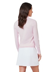Callaway Apparel Pink 1/4 Zip Pullover Sweater With Ribbed Detailing - Slika 2 iz 6