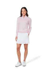 Callaway Apparel Pink 1/4 Zip Pullover Sweater With Ribbed Detailing - Slika 3 iz 6