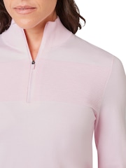 Callaway Apparel Pink 1/4 Zip Pullover Sweater With Ribbed Detailing - Slika 4 iz 6