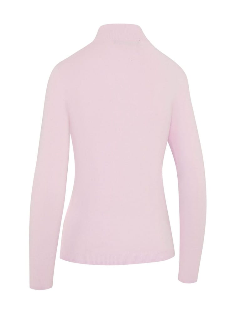Callaway Apparel Pink 1/4 Zip Pullover Sweater With Ribbed Detailing - Slika 6 iz 6