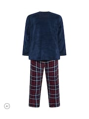 Azul - BadRhino Big & Tall Check Fleece Lounge Set - Imagen 5 de 5