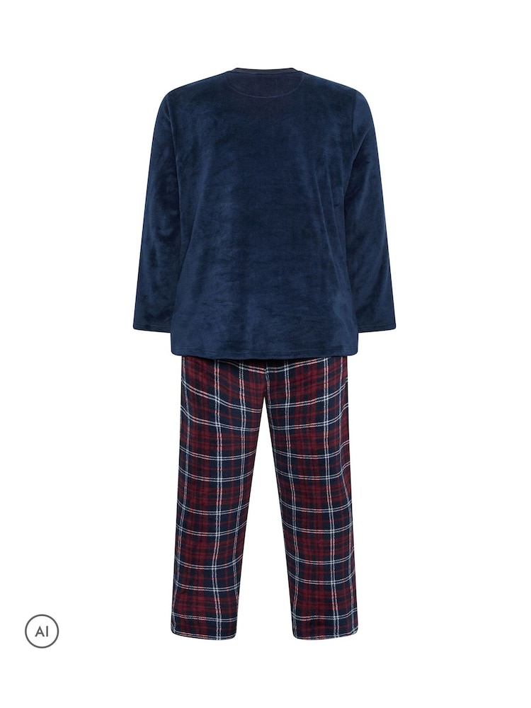 Azul - BadRhino Big & Tall Check Fleece Lounge Set - Imagen 5 de 5