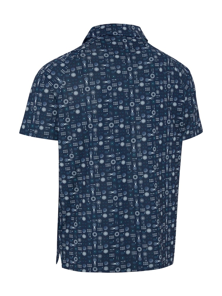 Callaway Apparel Blue All Weather Print Polo Shirt - Slika 4 iz 4