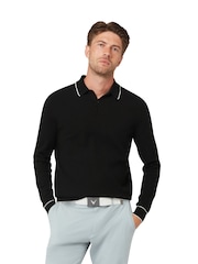 Callaway Apparel Long Sleeve Textured Black Polo Sweat Top - Bild 1 av 5