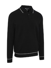 Callaway Apparel Long Sleeve Textured Black Polo Sweat Top - Bild 4 av 5