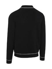 Callaway Apparel Long Sleeve Textured Black Polo Sweat Top - Bild 5 av 5