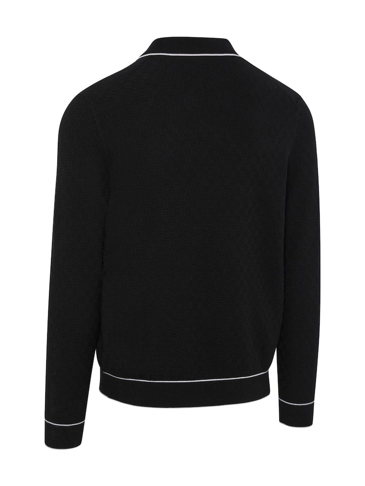 Callaway Apparel Long Sleeve Textured Black Polo Sweat Top - Bild 5 av 5