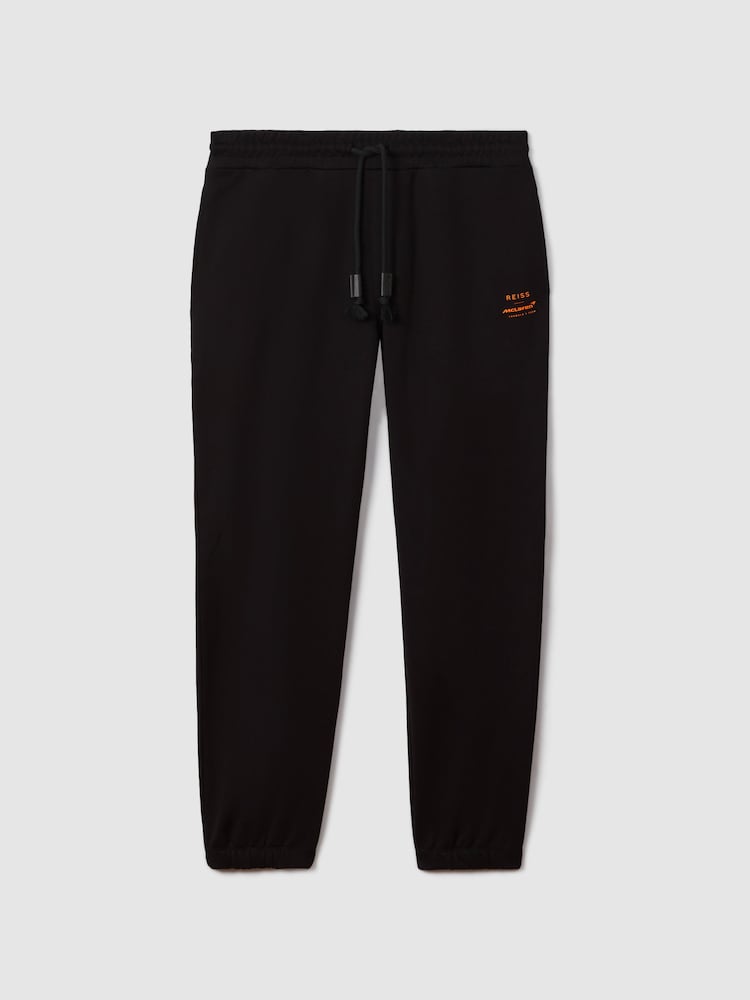 Reiss x McLaren F1 Team Black McLaren F1 Cotton Drawstring Joggers - Image 2 of 12 Reiss x McLaren F1 Team Black McLaren F1 Cotton Drawstring Joggers - Image 2 of 12