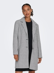 JDY Black Dogtooth Tailored Coat - Image 1 of 6