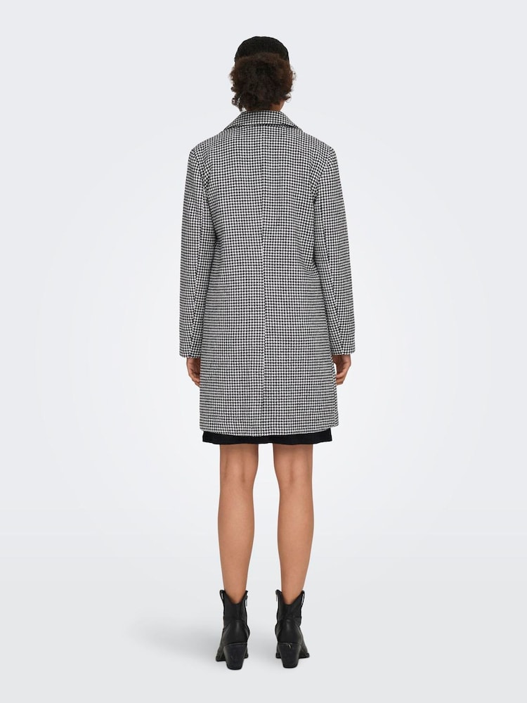 JDY Black Dogtooth Tailored Coat - Image 2 of 6