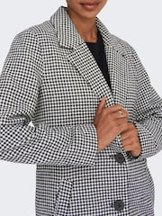 JDY Black Dogtooth Tailored Coat - Image 4 of 6