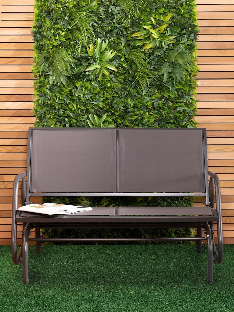 Charles Bentley Grey Garden Steel 2 Seater Rocking Bench - Image 1 of 6
