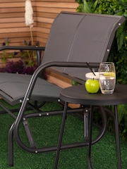 Charles Bentley Grey Garden Steel 2 Seater Rocking Bench - Image 2 of 6
