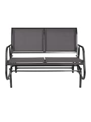 Charles Bentley Grey Garden Steel 2 Seater Rocking Bench - Image 4 of 6