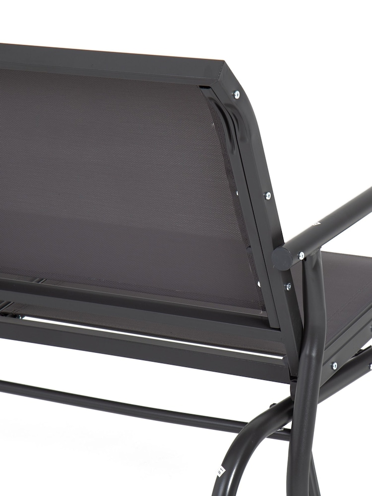 Charles Bentley Grey Garden Steel 2 Seater Rocking Bench - Image 6 of 6