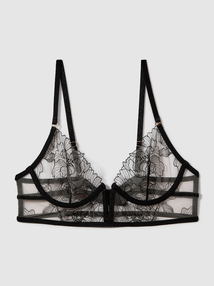 Bluebella Sheer Mesh Embroidered Bra - Image 2 of 3