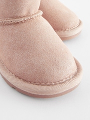 Pink Shimmer Suede Mini Faux Fur Lined Water Repellent Pull-On Suede Boots - Image 4 of 4