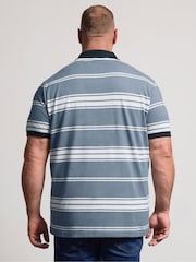 藍色 - BadRhino Big & Tall Stripe Short Sleeve Polo Shirt - 圖片 3，共 6
