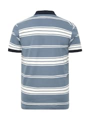 藍色 - BadRhino Big & Tall Stripe Short Sleeve Polo Shirt - 圖片 6，共 6