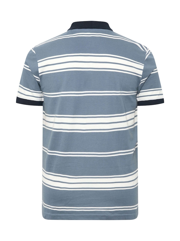 藍色 - BadRhino Big & Tall Stripe Short Sleeve Polo Shirt - 圖片 6，共 6