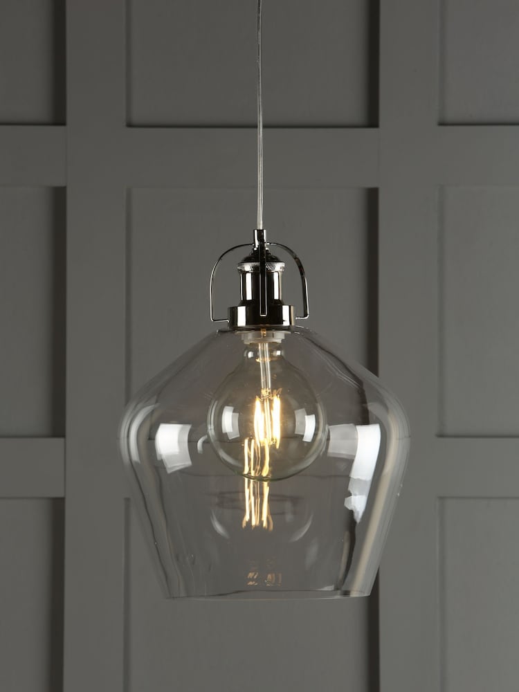Laura Ashley Clear Rye Smoked Glass Pendant Ceiling Light - Image 1 of 5