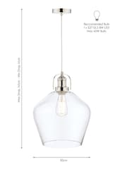 Laura Ashley Clear Rye Smoked Glass Pendant Ceiling Light - Image 5 of 5