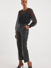 JD Williams Black Volume Sleeve Lace Top - Image 3 of 4