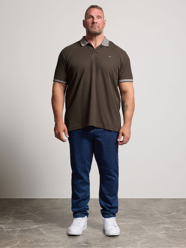 BadRhino Big & Tall Brown Waffle Short Sleeve Polo Shirt - Image 2 of 6 BadRhino Big & Tall Brown Waffle Short Sleeve Polo Shirt - Image 2 of 6