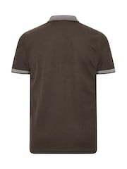 BadRhino Big & Tall Brown Waffle Short Sleeve Polo Shirt - Image 6 of 6