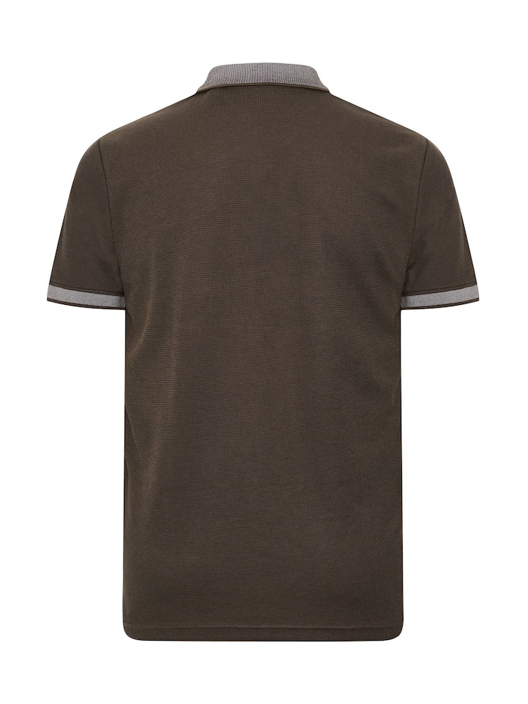 BadRhino Big & Tall Brown Waffle Short Sleeve Polo Shirt - Image 6 of 6 BadRhino Big & Tall Brown Waffle Short Sleeve Polo Shirt - Image 6 of 6