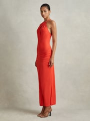 Reiss Orange Kia Jersey Halter Neck Midi Dress - Image 4 of 5