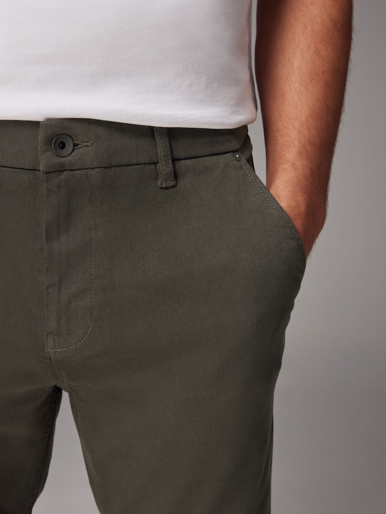 Khaki Green Slim Fit Motionflex Chino Trousers - Image 6 of 12
