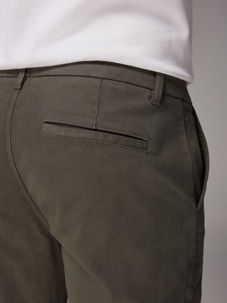 Khaki Green Slim Fit Motionflex Chino Trousers - Image 7 of 12