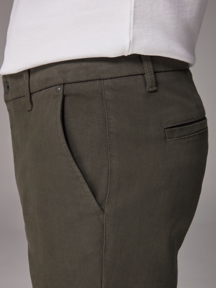 Khaki Green Slim Fit Motionflex Chino Trousers - Image 8 of 12