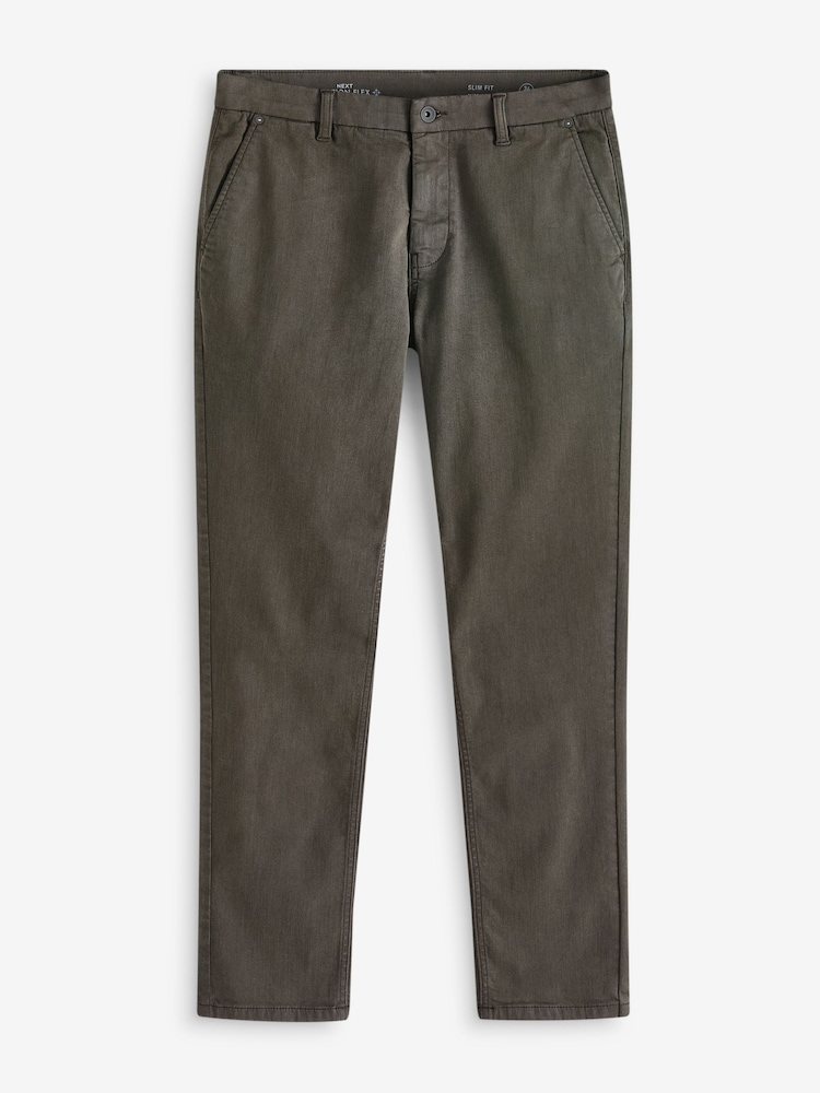 Khaki Green Slim Fit Motionflex Chino Trousers - Image 9 of 12