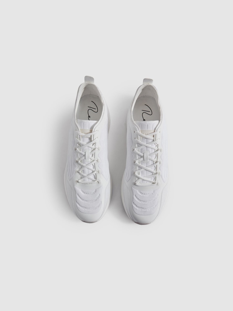 Reiss White Adison Hybrid Knit Running Trainers - Image 1 of 5