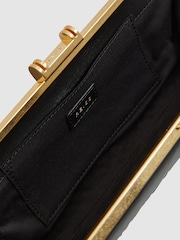 Reiss Black/White Grecia Leather Woven Clutch Bag - Image 4 of 5