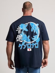 BadRhino Big & Tall Blue Full Length Kyoto Koi Print T-Shirt - Image 1 of 6