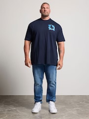 BadRhino Big & Tall Blue Full Length Kyoto Koi Print T-Shirt - Image 3 of 6