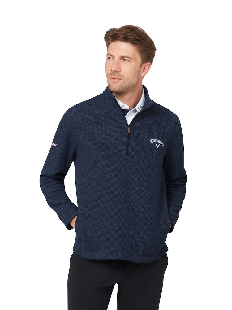 Callaway Apparel Blue Odyssey Birdseye Jacquard Pullover Jumper - Image 1 of 5