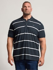 海軍藍 - BadRhino Big & Tall Stripe Short Sleeve Polo Shirt - 圖片 1，共 6
