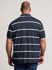 海軍藍 - BadRhino Big & Tall Stripe Short Sleeve Polo Shirt - 圖片 3，共 6