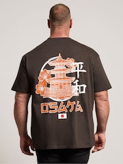 Brun - Regelbunden - BadRhino Big & Tall Osaka Temple Tryck T-shirt - Bild 3 av 7
