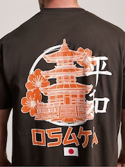 Brun - Regelbunden - BadRhino Big & Tall Osaka Temple Tryck T-shirt - Bild 4 av 7