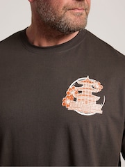 Brun - Regelbunden - BadRhino Big & Tall Osaka Temple Tryck T-shirt - Bild 5 av 7