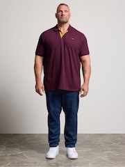 أحمر - قميص بولو بفتحة أزرار بألوان متباينة من BadRhino Big & Tall - صورة 2 من 6