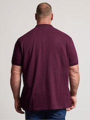 أحمر - قميص بولو بفتحة أزرار بألوان متباينة من BadRhino Big & Tall - صورة 3 من 6