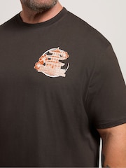 rjava - Polna dolžina - BadRhino Big & Tall Osaka Temple Print T-Shirt - Slika 5 iz 7