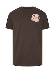 rjava - Polna dolžina - BadRhino Big & Tall Osaka Temple Print T-Shirt - Slika 6 iz 7