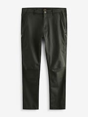 Khaki Green Slim Fit Zip Detail Stretch Trousers - Image 2 of 7